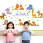 Cartoon Baby Animals Wall Sticker SK-9104 Colorful Animals Wall Paper Wall Art Decor For Kids Room PVC Removeable – Online Shopping Pakistan, Nail Art in Pakistan, Wall Stickers - Image 3