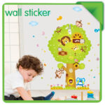 Direct Selling Bathroom Adesivos Poster Children's Room Decor Removable Tree Sticker Kindergarten Classroom Layout monkey - Image 3