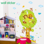 Direct Selling Bathroom Adesivos Poster Children's Room Decor Removable Tree Sticker Kindergarten Classroom Layout monkey - Image 2