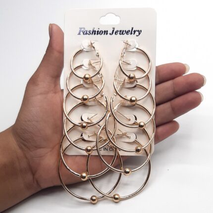 Pack of 6 - golden Different Sizes Hoops (Bali)