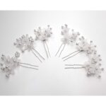 pack of six Hair Accessories Pearls Beads Hairpins  Flower Bridal Wedding Hair Clips Ornament - Image 3