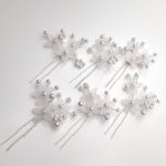 pack of six Hair Accessories Pearls Beads Hairpins  Flower Bridal Wedding Hair Clips Ornament - Image 4