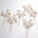 pack of six Hair Accessories Pearls Beads Hairpins  Flower Bridal Wedding Hair Clips Ornament - Image 6