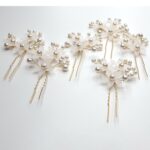 pack of six Hair Accessories Pearls Beads Hairpins  Flower Bridal Wedding Hair Clips Ornament - Image 7