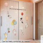 Life n Colors Cute Animals Flying With Balloons Theme for Kids Room Multi Colour Entertainment Wallpaper size 50x70 sk7187 - Image 3