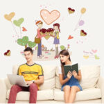 They started dating couples marriage room wall stickers love stickers love flowers wedding blessing - Image 2