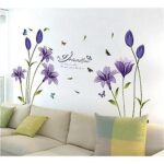 Romantic Lily Flower Butterfly Wall Sticker Living Room Bedroom Wall ay9242 - Image 4