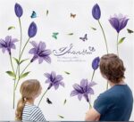 Romantic Lily Flower Butterfly Wall Sticker Living Room Bedroom Wall ay9242 - Image 3