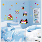 Cute penguin QQ bedroom living room bathroom children's room cute background wall sticker size 50x70 ay631 - Image 3