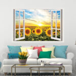 IMPRESSIVE 3D WINDOW WALL DECALS, REMOVABLE WALL STICKERS, WALL DECOR size 60x90  xh0996c