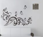 Black Butterfly Flower Wall Decal JM7255 - Image 3