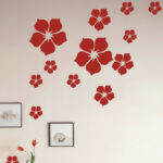 Beautiful Flowers Decals for Kid Room-Freestyle to Décor Wall Decals for Living Room-Wall Sticker Decals-Wall Stickers for Living Room Pictures-Adhesive Stickers for Furniture Home (Red)
