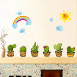 XH6216 CACTUS N RAINBOW RAINBOW CACTUS WALL STICKER 45X60 WALSTICKER - Image 3