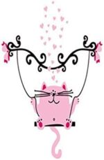 Jm8245 Cute pink cat wall sticker Premium Waterproof Vinyl Decal Stickers for Laptop Car Window Bumper Mug Tuber Cup Door Wall Decoration , - Image 4