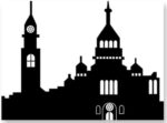 Paris Backdrop Paris Wall Art Eiffel Tower Photo Banner Background European City Landscape Black Tower Kite Building Wall Hanging Decor For Living Room Bedroom Decoration,27.55X72.8Inch - Image 4