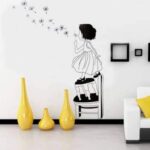 ay-715-aquire-little-girl-blowing-dandelion-in-the-air wall art stickers - Image 2