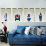 3D realistic blue and white porcelain vase wall stickers for bedrooms and studies, waterproof and moisture-proof.xh1022 - Image 5