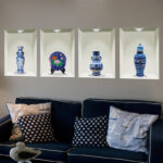 3D realistic blue and white porcelain vase wall stickers for bedrooms and studies, waterproof and moisture-proof.xh1022