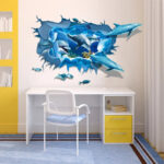 Cartoon Dolphin Fish Swimming Wall Stickers xh4176 - Image 2