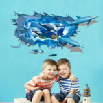 Cartoon Dolphin Fish Swimming Wall Stickers xh4176 - Image 3