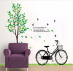 OneHouse Tree Grass Bike Birds Love Poem Wall Sticker Living Room Decoration size 100x140 dm570079ab - Image 3