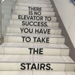 "There Is No Elevator to Success – Motivational Quote Wall Sticker for Stairs" size47x30 inch