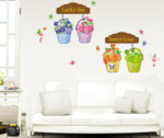 Precioso jardín macetas maceta hojas mariposas pequeñas flores para pared casa papel adhesivo extraíble Living comedor wall sticker - Image 3