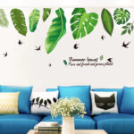 3D green leaves wall stickers kids room decoration bedroom living room wall decoration home decoration accessories al8362 - Image 2