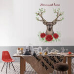 Sk9064 Roses Deer Wall Sticker - Image 3