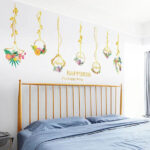 Wall Sticker Sk9351 Wreath Flower Leaf Bird Natural DIY Wallpaper Interior Sheet Peelable Sticker - Image 4