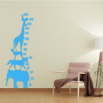 Growing Up with Friends: Blue Animal Tower Wall Decal  Reach for the Sky: Animal Stack Growth Chart  The Friendly Zoo: Kids' Height Measurement Sticker nc039 size (60x90)
