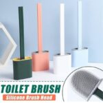 Silicone Toilet Brush with Toilet Brush Holder Creative Cleaning Brush Set, Silicone Flex Toilet Brush with Holder and Wall Mounted  bcbgyz2d-c - Image 4