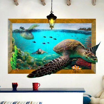 Creative 3D Animal Sea Turtle Wall Stickers Home Decor Living Room Room Sticker Decal Kids Wallpaper xh9265