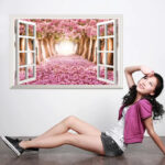 3D Cherry Blossoms Floral Tree Scenery Window Wall Stickers xh0999 - Image 2