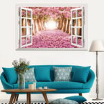 3D Cherry Blossoms Floral Tree Scenery Window Wall Stickers xh0999 - Image 3