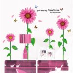 Pink Sunflower Wall Stickers, Wallpaper Stickers, Suitable for Rentals, Peelable, DIY, Redecor, Interior Decor, Sunflower, Butterfly size 60x90 ay1919 - Image 3