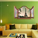 MJ8017cw Generic 3D Window Eiffel Tower Pattern PVC Wall Sticker Paper Mural Ornament 90 x 60cm - Image 2