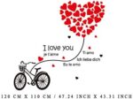 Jm8324 Love Bicycle Big Heart Shape Balloon Wall Decal Sticker for Nursery Room, Living Room, Bedroom - Image 5