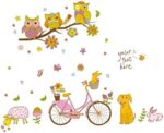 DIY Removable Tree Branches Cartoon Bicycle Flower Sheep Dog Owl Art Mural Vinyl Waterproof Wall Stickers Kids Room Decor Nursery Decal Sticker