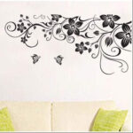jm7107AB Removable Vinyl Diy Black Nursery Flowers Vine and Beautiful Butterfly Wall Corner Decals Wall Sticker - Image 2
