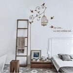 Jm8316 Tree hanging bird cage wall sticker, suitable for living room background bedroom decoration wallpaper - Image 2