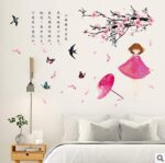 Sk7157 Peach Blossom Girl Wall Sticker - Image 3