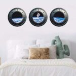 DNVEN 13 inches x 13 inches x 3pcs Set of 3 3D Astronaut Spaceman Galaxy Space Window View Faux Submarine Window Partial Frosted Frosting Murals Wall Decals Removable Wall Stickers for Bedrooms - Image 6
