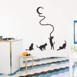Kids Wall Decals,Wall Decor Stickers For Living Room,Four Cats And Moon Background Wall Stickers Hand-Painted Wall Stickers Removable Self-Adhesive  nc4kit- 32x57 w5 - Image 3
