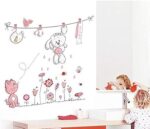 Pink Rabbit Animal Wall Stickers For Kids Rooms Children Baby Nursery Rooms Home Decor Living Room Vinyl Adhesive Wallpaper Bedroom Tile Decor - Image 4