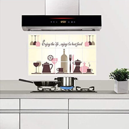 JAAMSO ROYALS Kitchen Cookery Set Design Wall Tiles Stickers Waterproof, Stickers for Wall, Wall-Sticker for Home, Tiles Wall Stickers