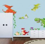 Cartoon Dinosaur World Self-Adhesive Paper Wardrobe Animal Children Room Decorative Wall Stickers- - Image 2