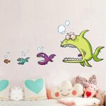 Cartoon Big Fish Eat Small Fish Wall Stickers Home Decor Living Room Bedroom DIY Art Mural Removable Wall Sticker size 50x70 xh6225 - Image 3