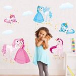 Cartoon Princess and Unicorn Wall Decals NC5070
