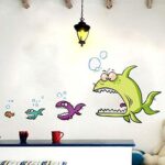Cartoon Big Fish Eat Small Fish Wall Stickers Home Decor Living Room Bedroom DIY Art Mural Removable Wall Sticker size 50x70 xh6225 - Image 4